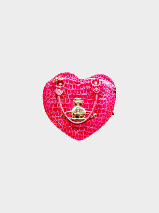 Vivienne Westwood 2000s Hot Pink Chancery Heart Orb Mini Bag
