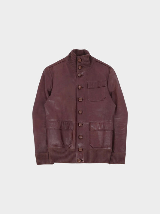 Bottega Veneta 1990s Brown Leather Jacket
