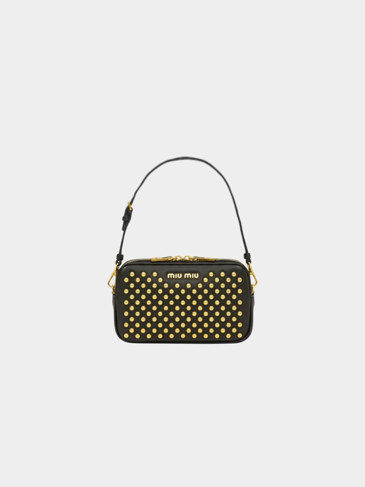 Miu Miu 2000s Black Studded Leather Mini Handbag