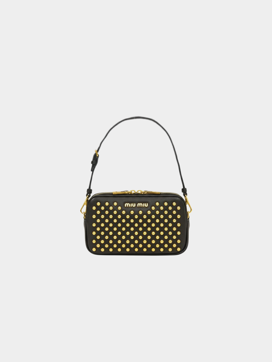Miu Miu 2000s Black Studded Leather Mini Handbag