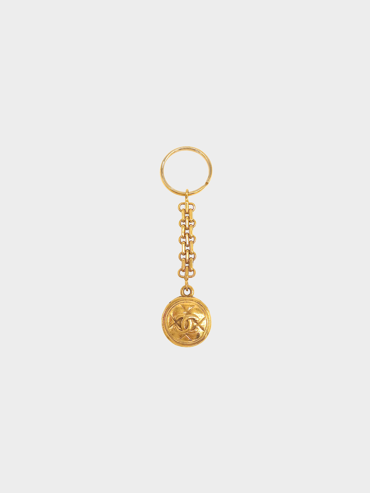 Chanel 1990s Gold Matelassé CC Coin Keychain Bag Charm