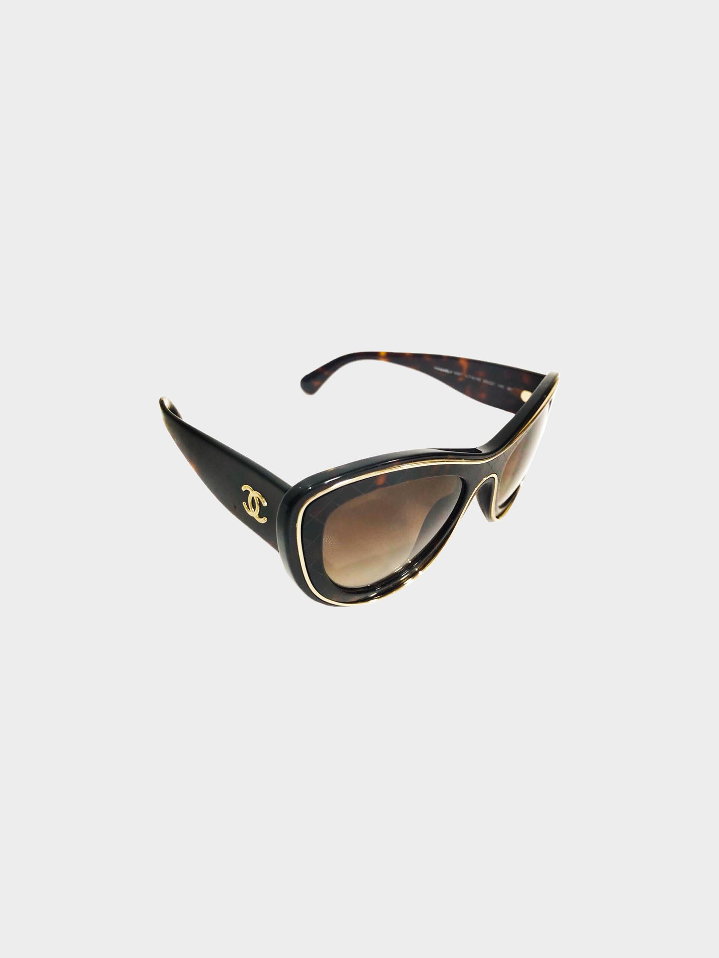 Chanel 2000s Brown Tortoise Cat Eye Sunglasses