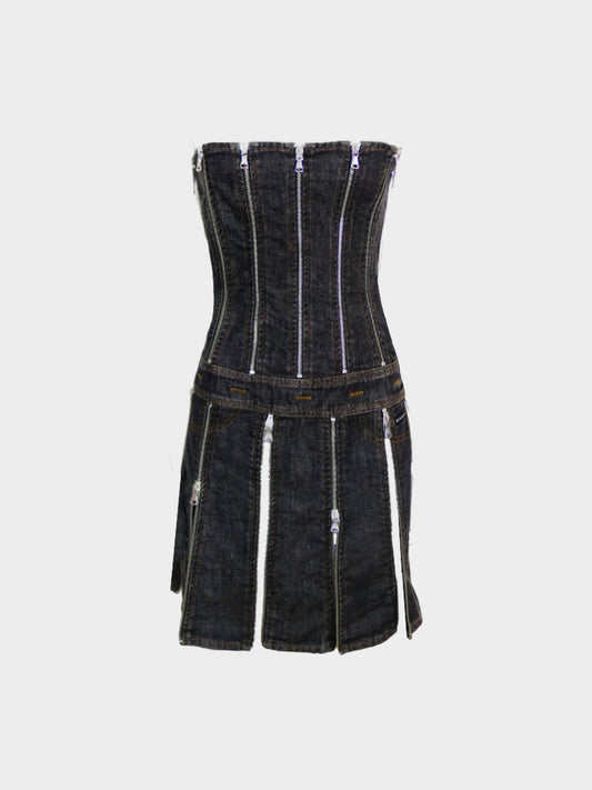 Dolce and Gabbana 2005 Dark Denim Zipped Dress