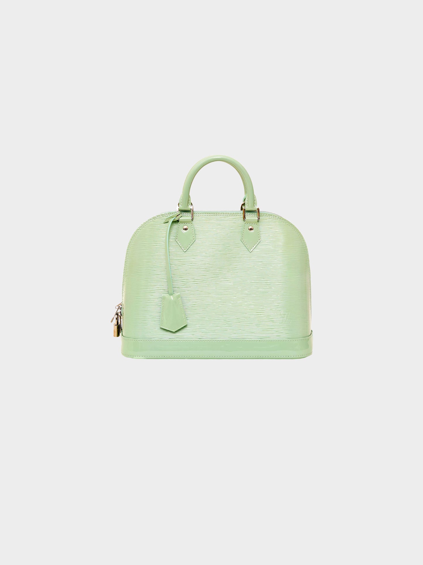 Louis Vuitton 2010s Light Green Epi and Patent Leather Alma Bag