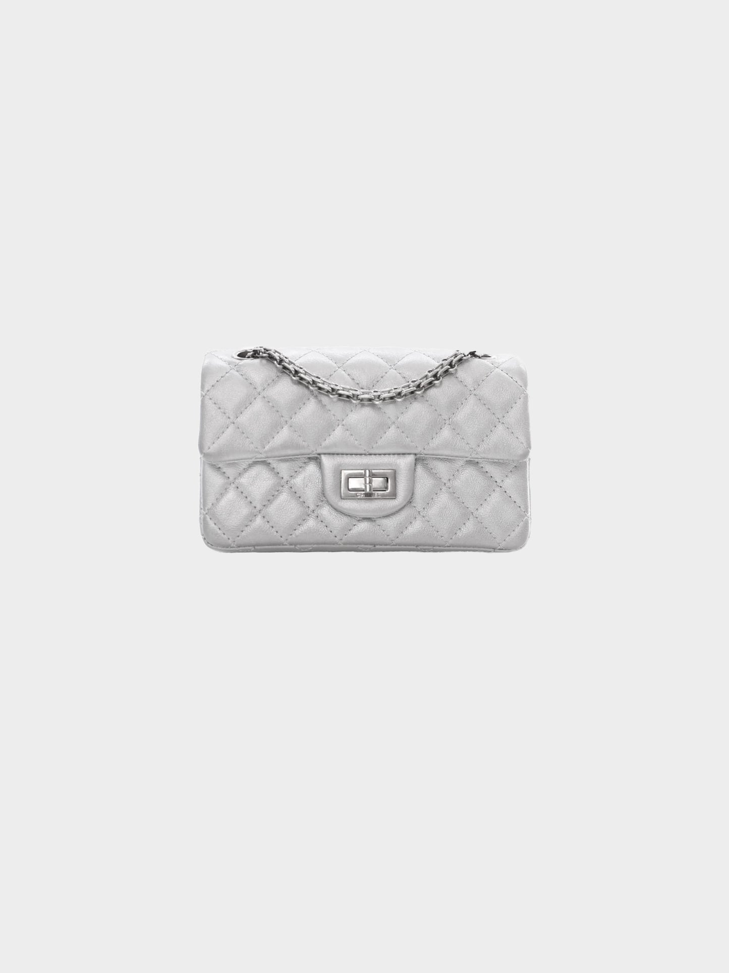 Chanel 2020s Silver Reissue 2.55 Calfskin Leather Mini Flap Bag