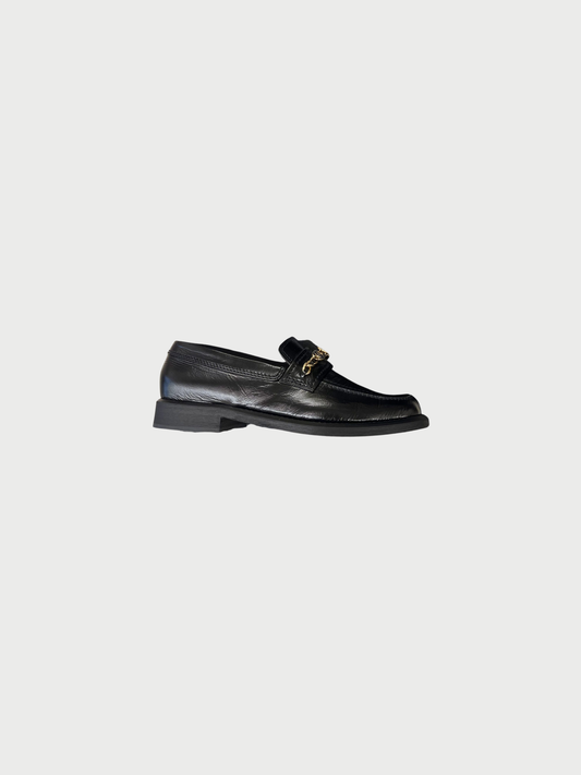 Chanel 2020s Black Calfskin Chain Embellished Loafers
