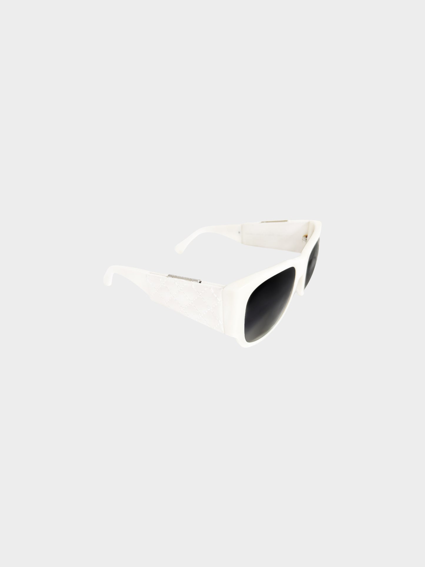Chanel SS 2011 White Plastic and Leather Mirror Oversized Sunglasses