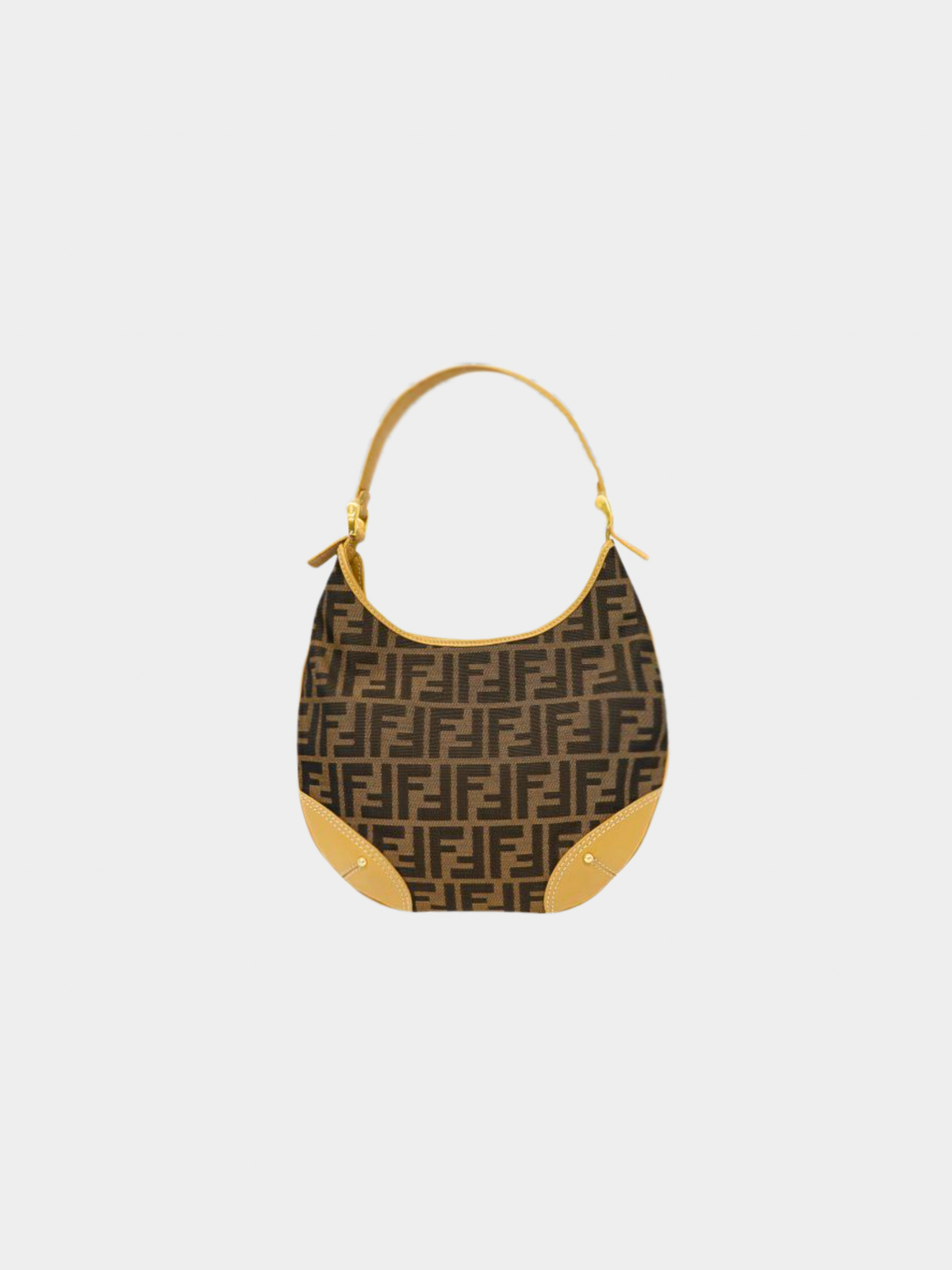 Fendi 2000s Brown Beige Zucca Canvas Hobo One-Shoulder Bag
