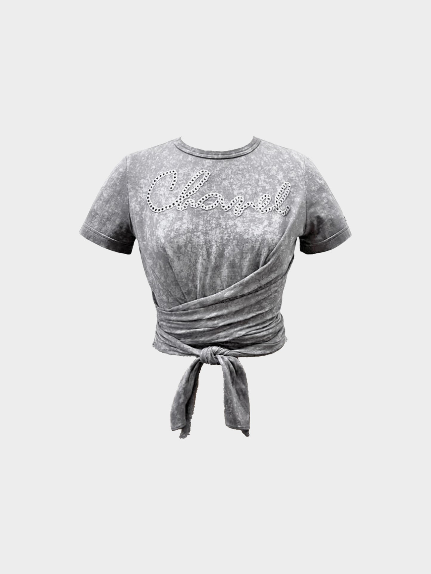 Chanel 2021 Grey Rope Logo Cotton Wrap T-shirt