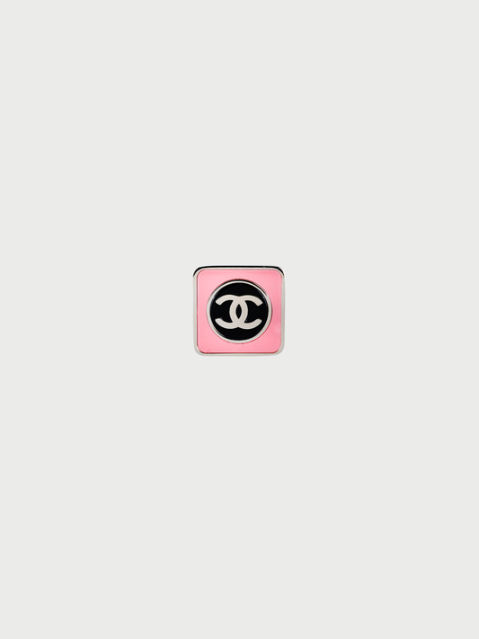 Chanel 2023 Silver-Tone Metal CC Logo Sculptural Ring