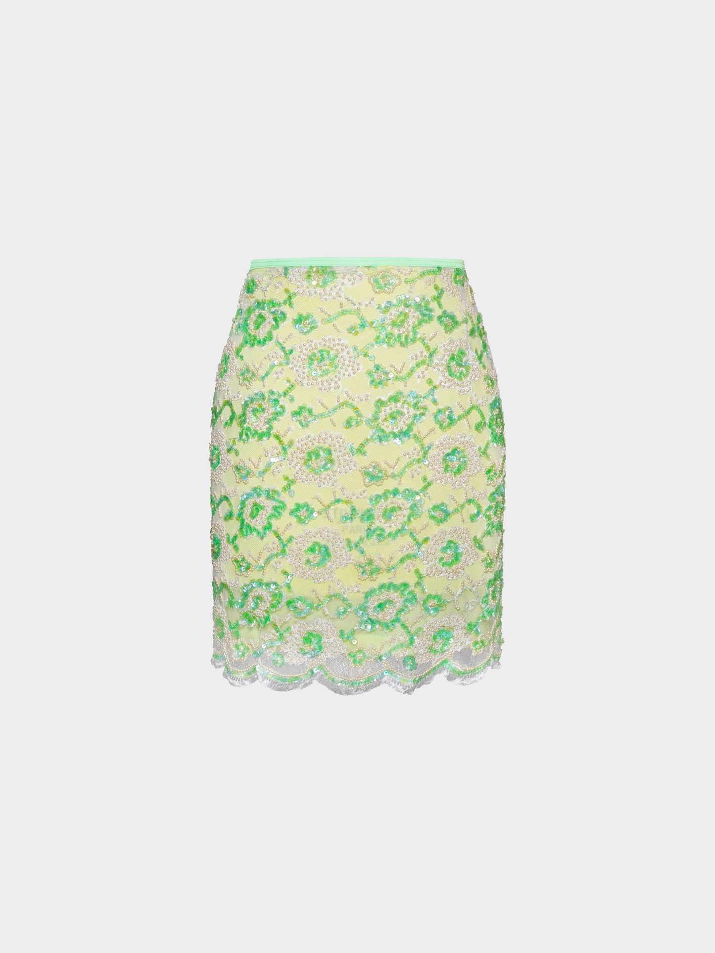 La Perla 1990s Green Embroidered Pencil Skirt