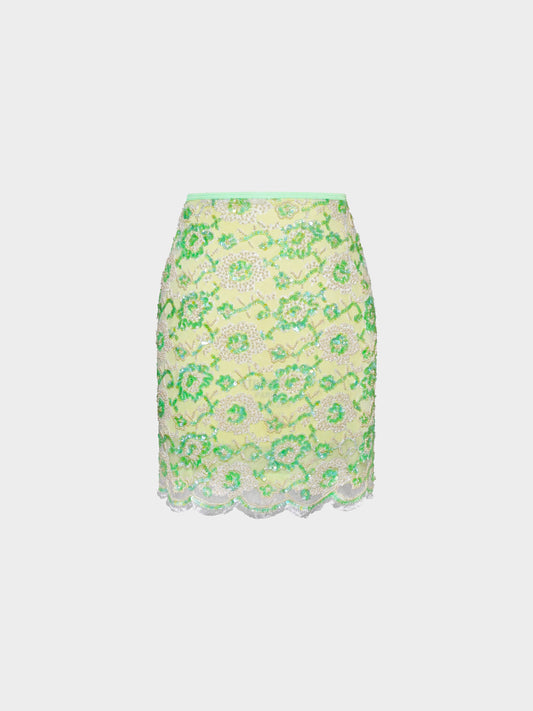 La Perla 1990s Green Embroidered Pencil Skirt