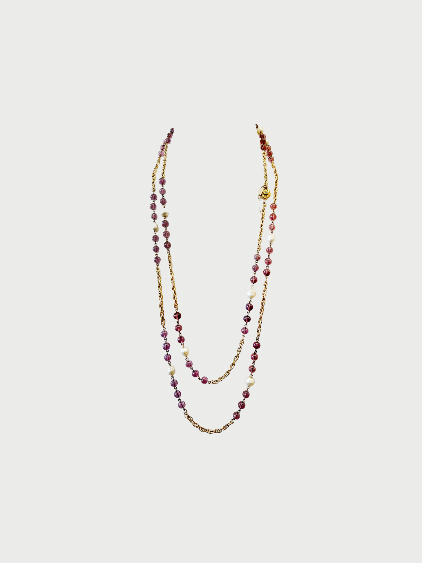 Chanel 1984 Purple Gripoix Glass Pearl Long Necklace