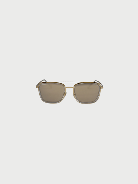 Chanel 2000s Gold Teardrop Mirror Sunglasses