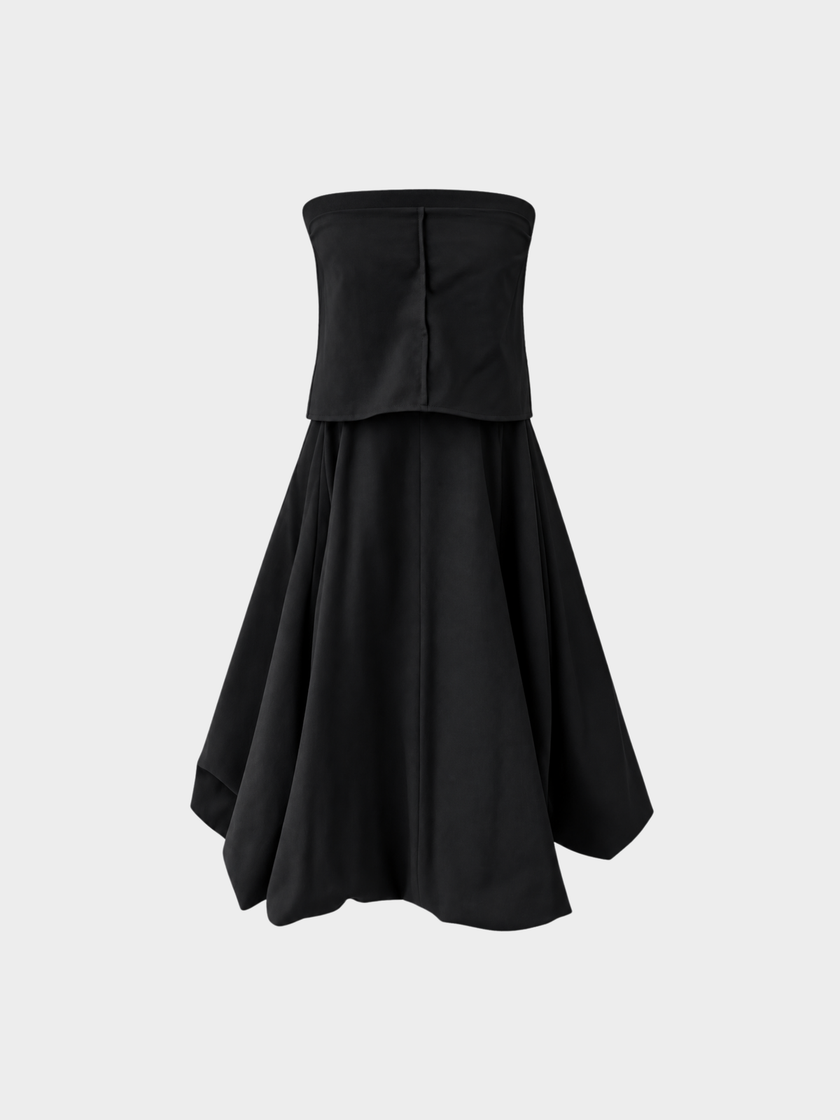 Yohji Yamamoto 2000s Black Wool Strapless Balloon Hem Dress