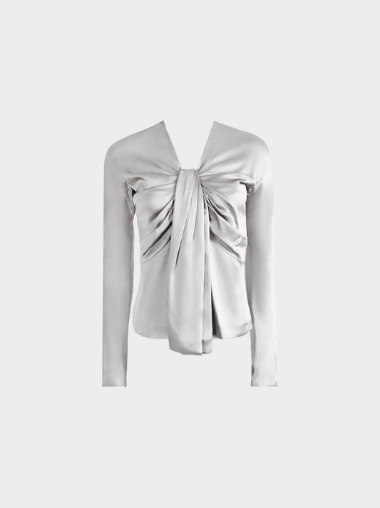 Christian Dior FW 1997 Metallic Grey Silk Blouse
