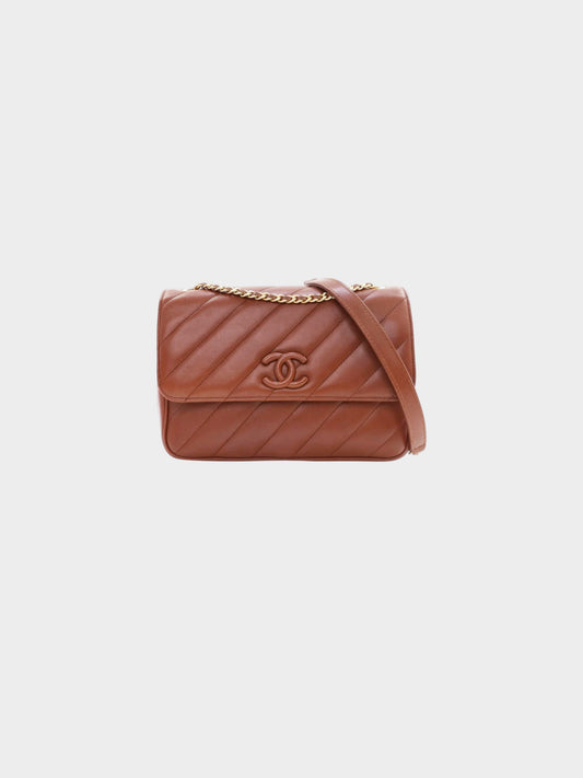 Chanel 2015-2016 Brown Lambskin Covered CC Signature Flap Bag
