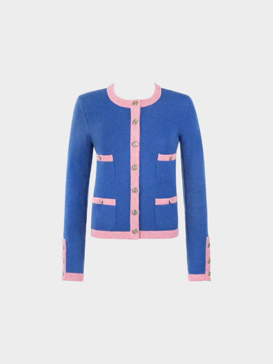 Chanel SS 2013 Bi-color Blue and Pink Cashmere Cardigan