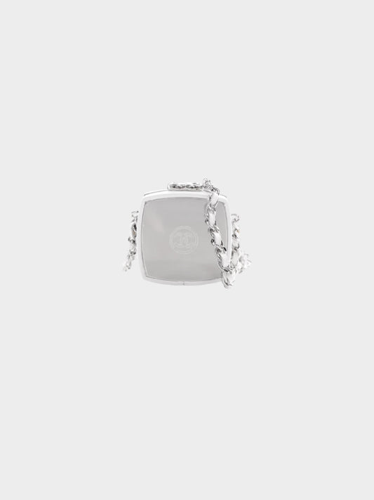 Chanel 2021 White Metal Mini Clutch With Chain