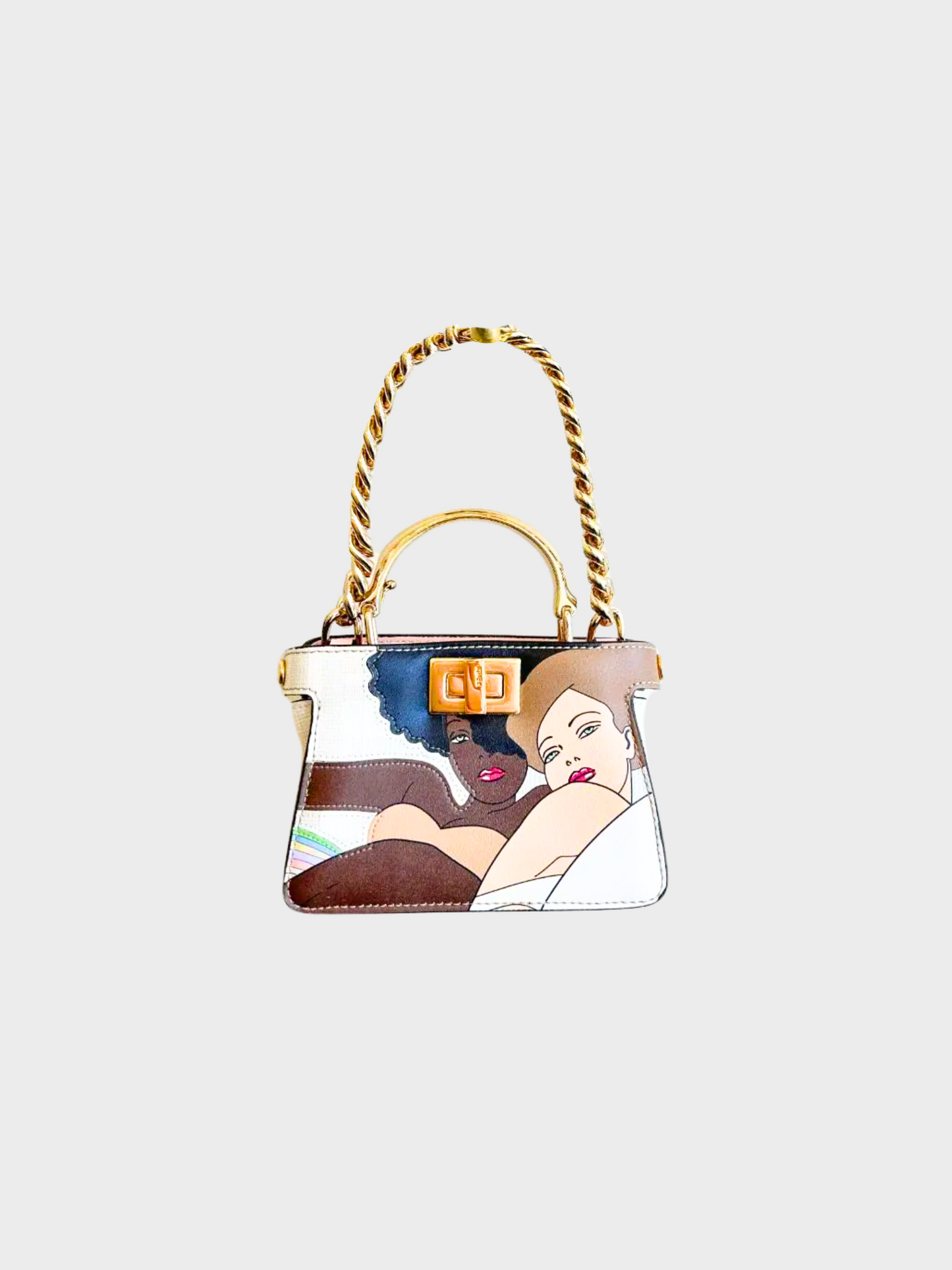 Fendi 2010s white Zucca print Bikini Girls Nano Peekaboo bag