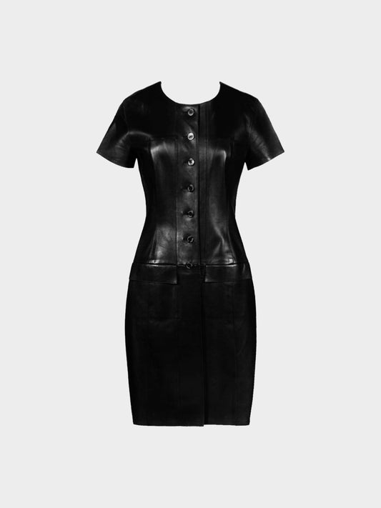 Chanel Fall 1999 Black Lambskin Leather Dress