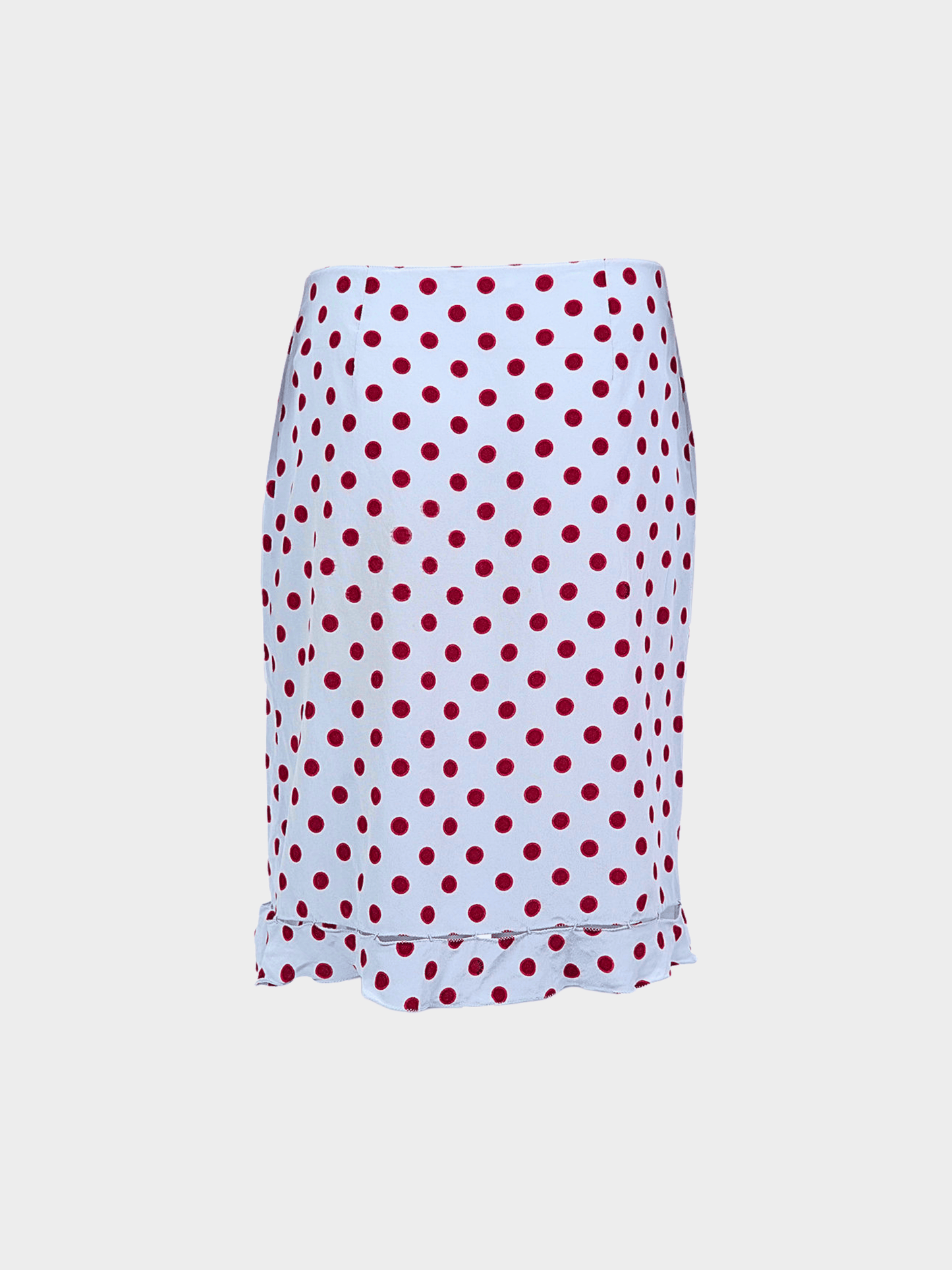 Prada SS 2000 Light Blue Polka Dot Midi Skirt