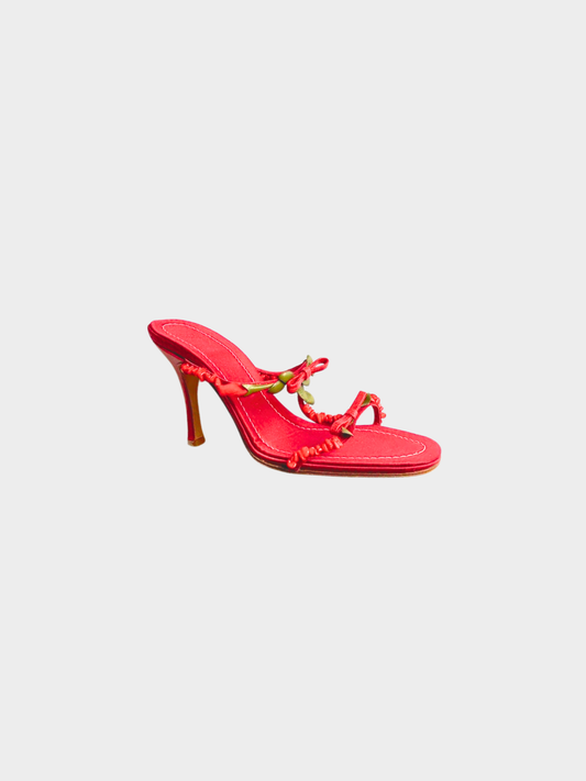 Valentino 2000s Red Flower Sandals