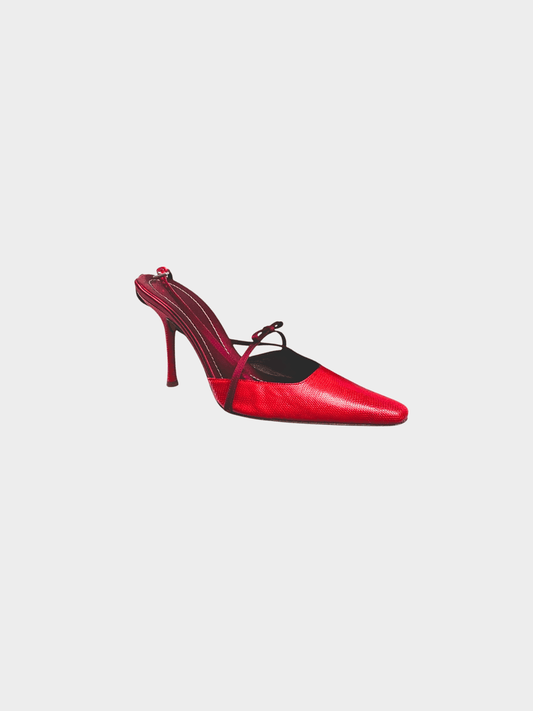 Valentino 2000s Red Bow Tie Slingback Heels