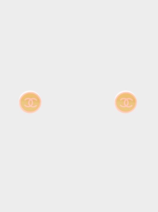 Chanel 2001 Pink and Cream Coco Mark Earrings