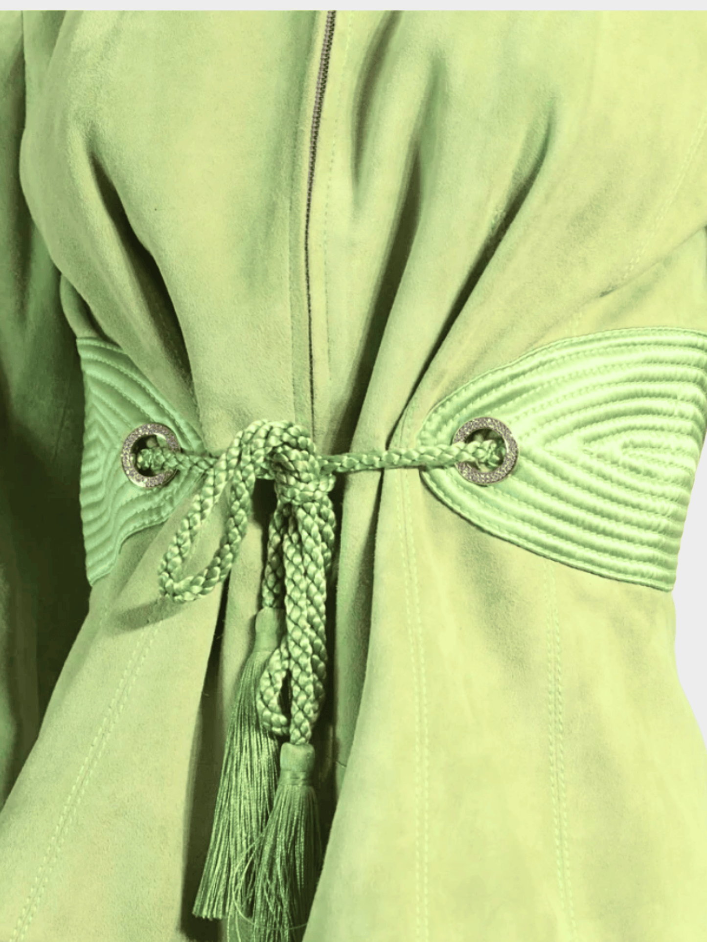 Valentino 2000s Green Suede Leather Jacket