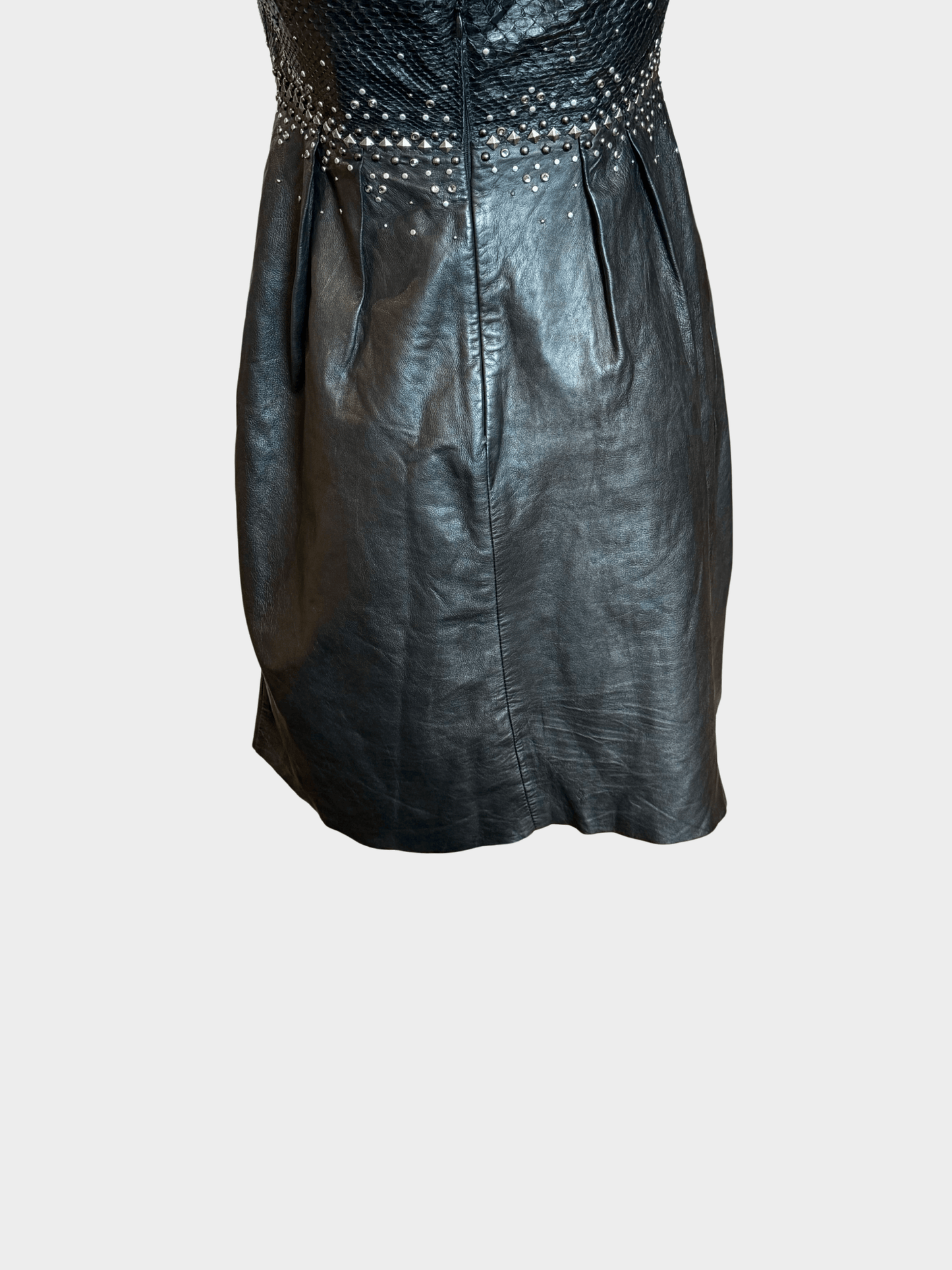 Roberto Cavalli 2000s Black Leather Midi Dress