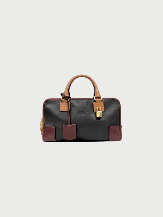 Loewe 2000s Black Bordeaux Brown Leather Amazona 28 Bag