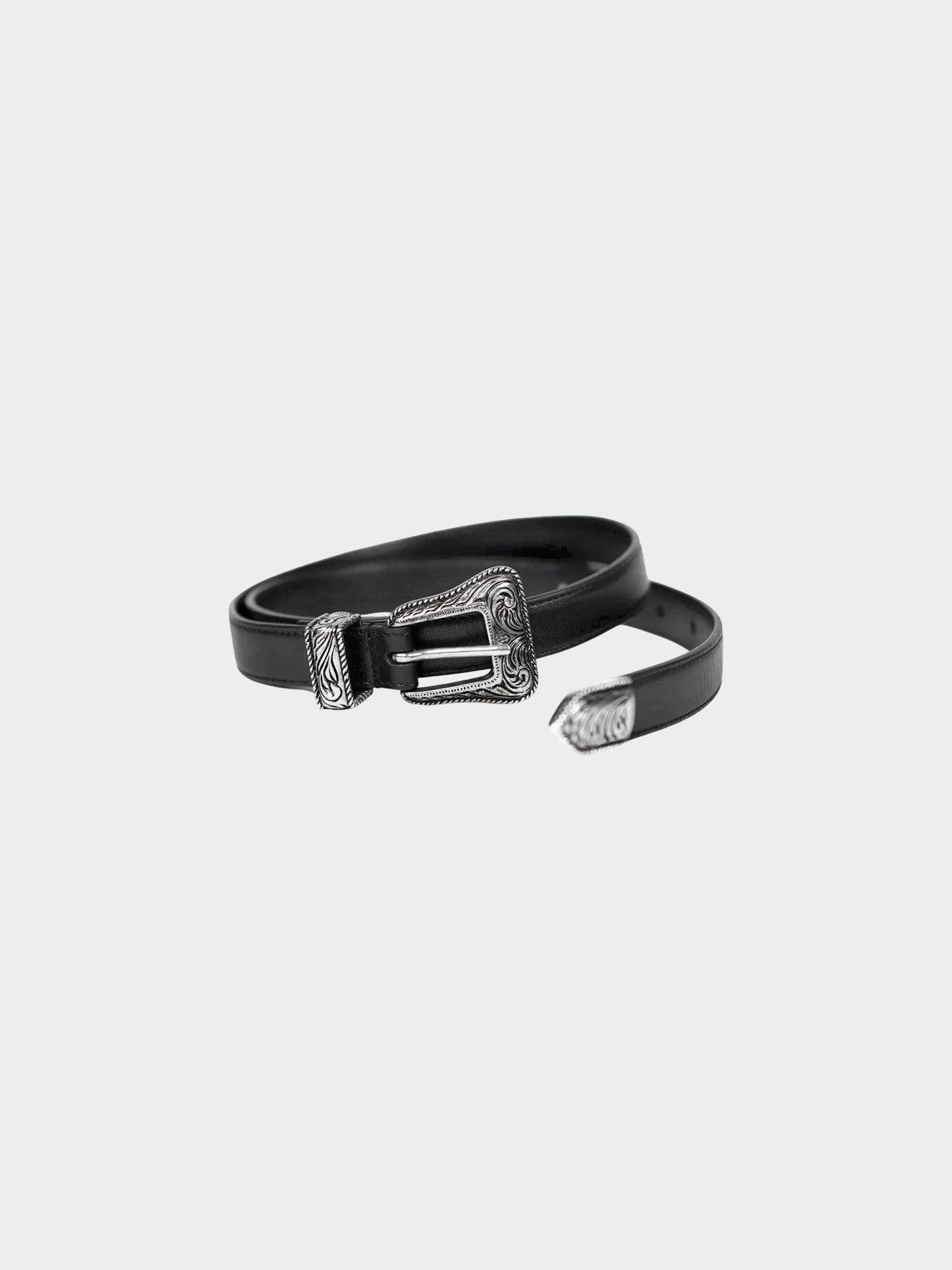 Saint Laurent 2014 Black Lambskin Western Cowboy Belt