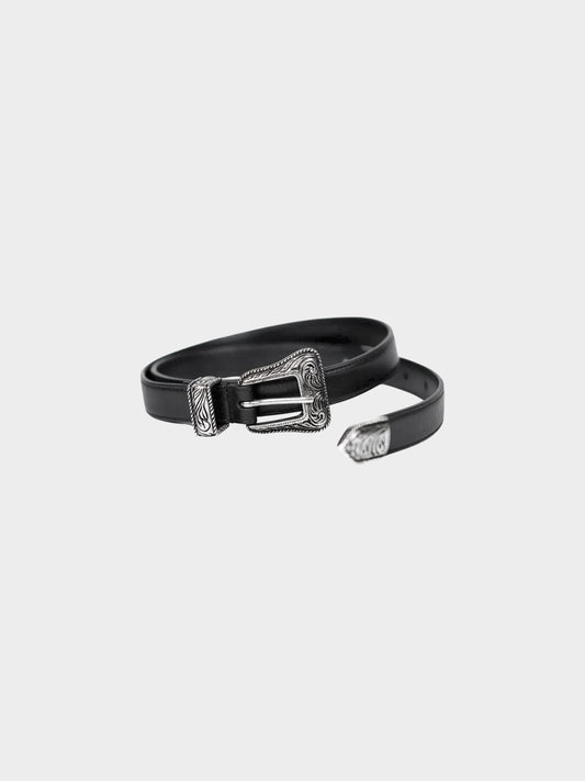 Saint Laurent 2014 Black Lambskin Western Cowboy Belt