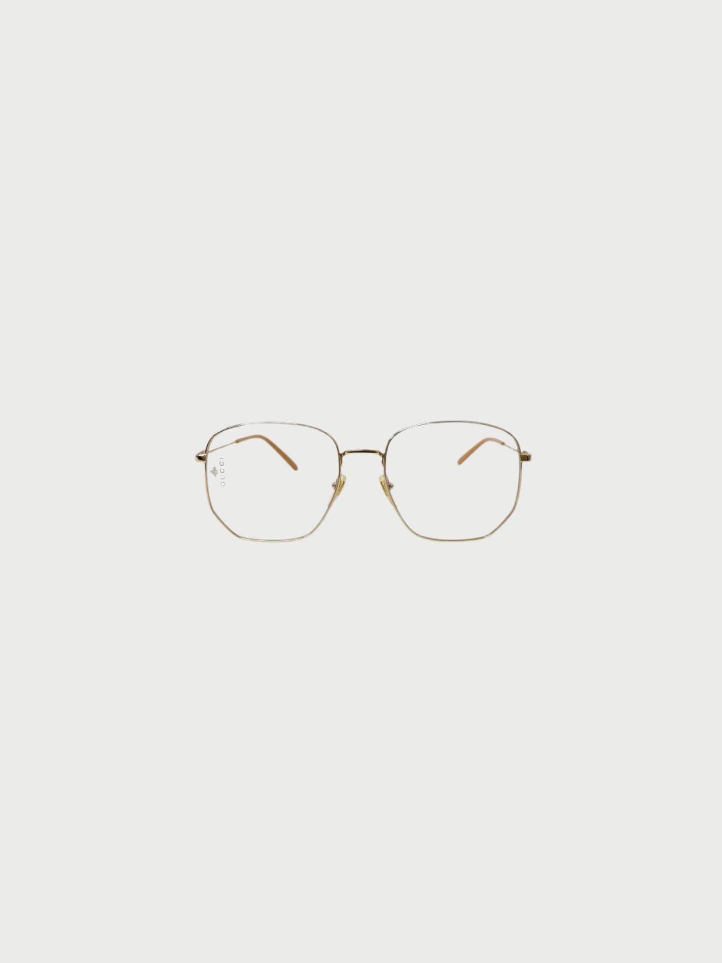 Gucci 2000s Gold Beige Square Frame Glasses