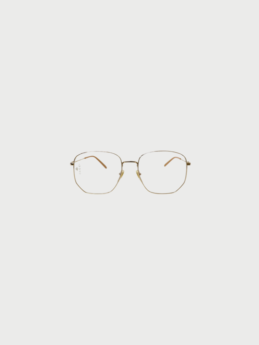 Gucci 2000s Gold Beige Square Frame Glasses