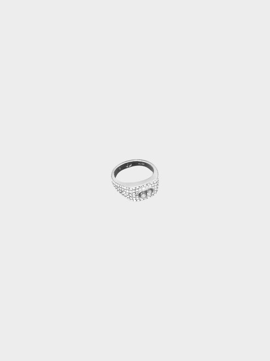 Christian Dior 2010s Silver Rhinestone-embellished CD Logo Ring
