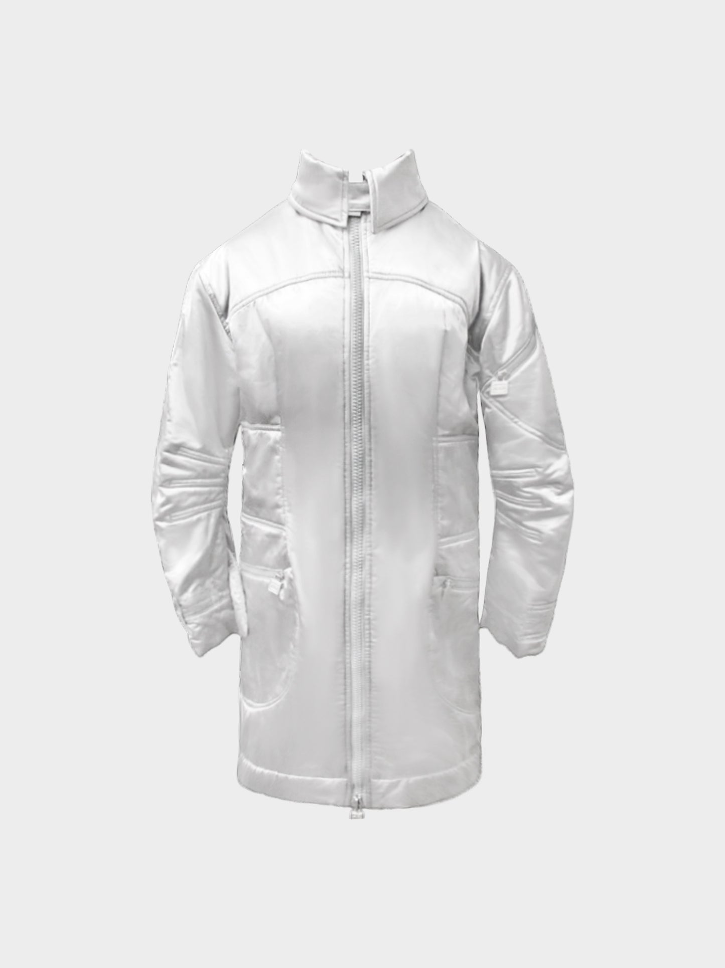 Chanel Sport Fall 2004 Vintage Metallic Silver CC Zip-up Long Coat