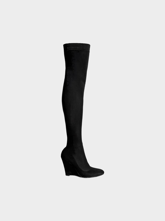 Helmut Lang 2000s Black Stocking Wedged Heel Cloth Boots