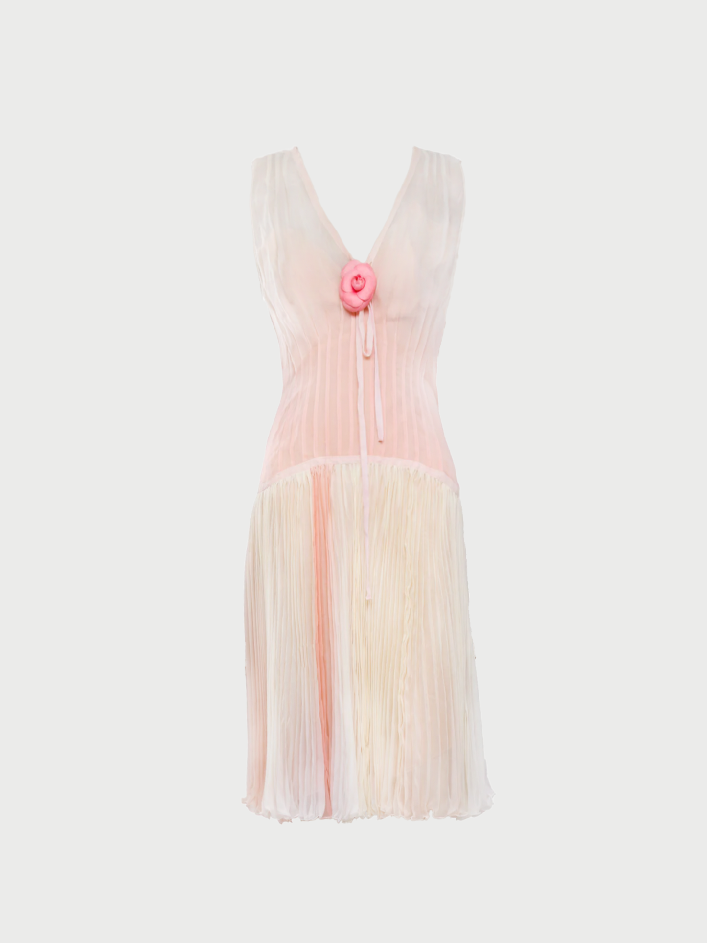 Chanel 2000s Pink Silk Pleated Dress