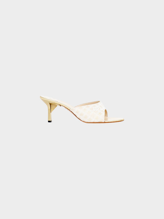 Chanel 2000s Gold Travel Ligne Heeled Mules