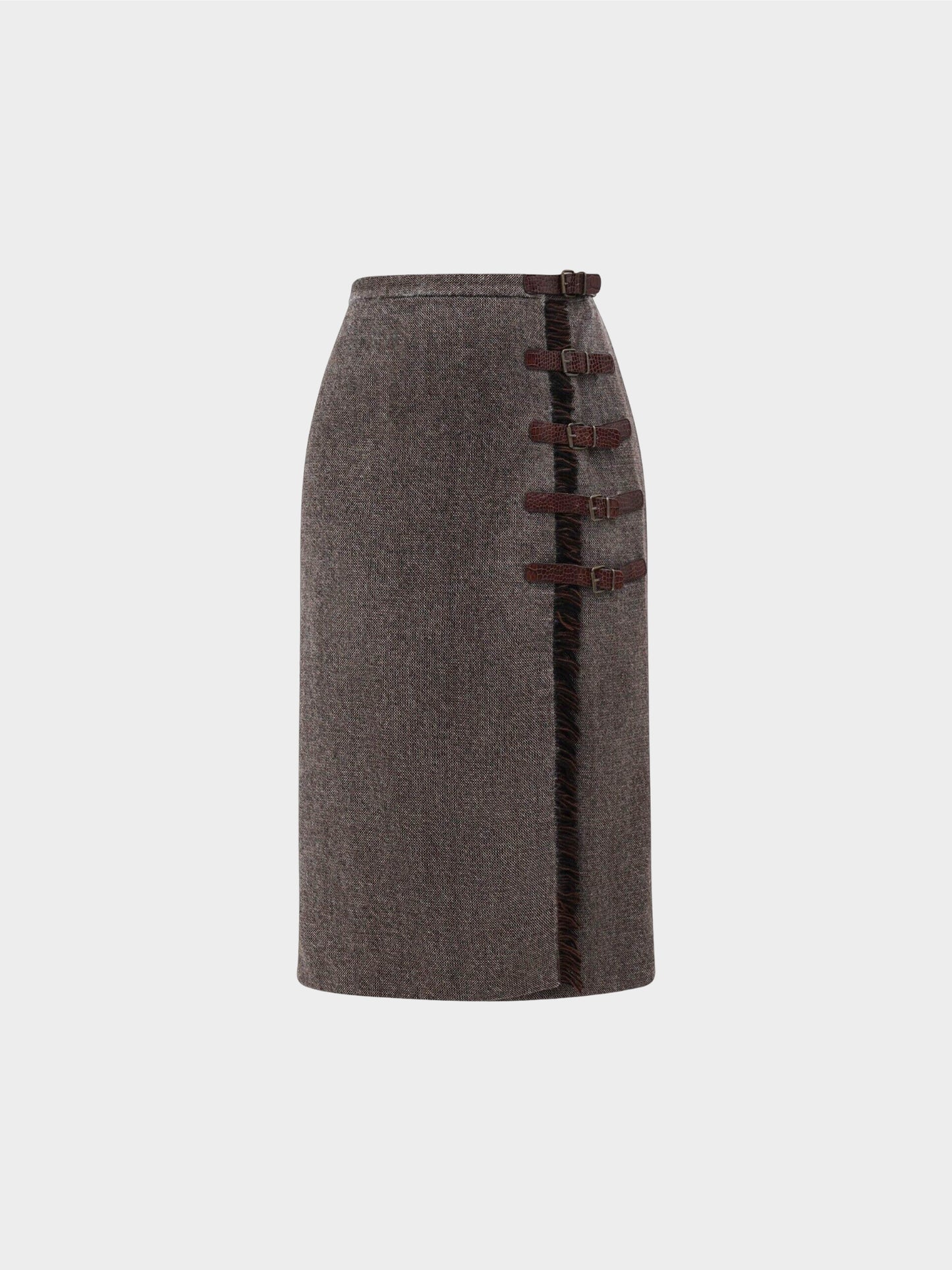 Alexander McQueen FW 2005 Buckled Wool Tweed Skirt