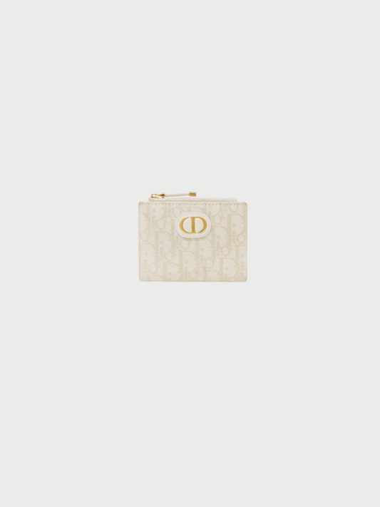 Christian Dior 2000s White Gold Canvas Trotter Pattern Wallet