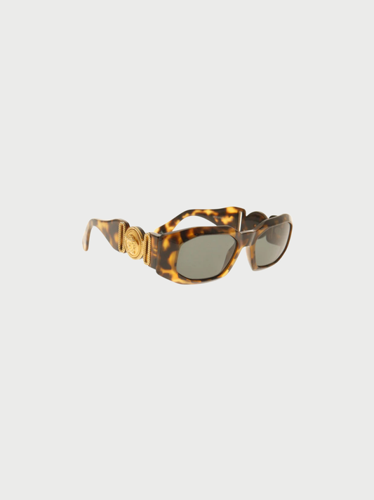 Gianni Versace 1990s Brown Medusa MOD.414/A Oval Sunglasses
