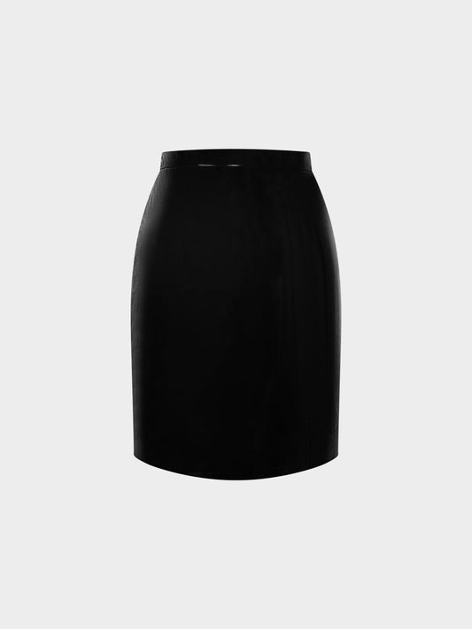 Yves Saint Laurent SS 2013 Black Patent Lambskin Leather Skirt