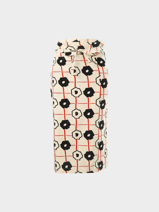 Comme des Garçons 2000 Beige Printed Wrap Skirt