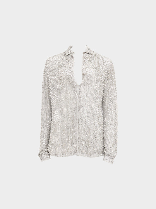 Saint Laurent FW 2017 Crystal Embroidered Button Up Shirt