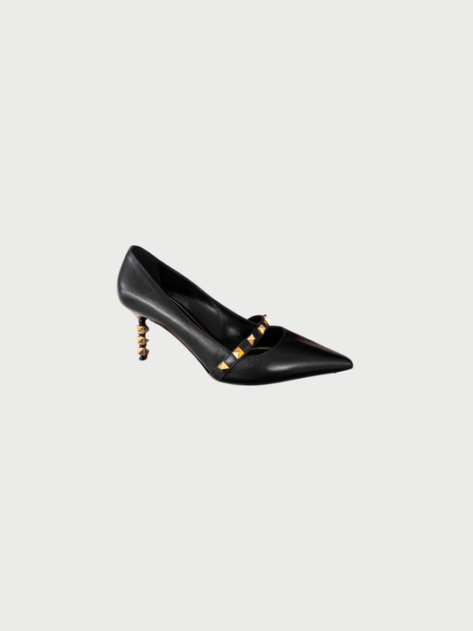 Valentino 2010s Black Leather Rockstud Pumps