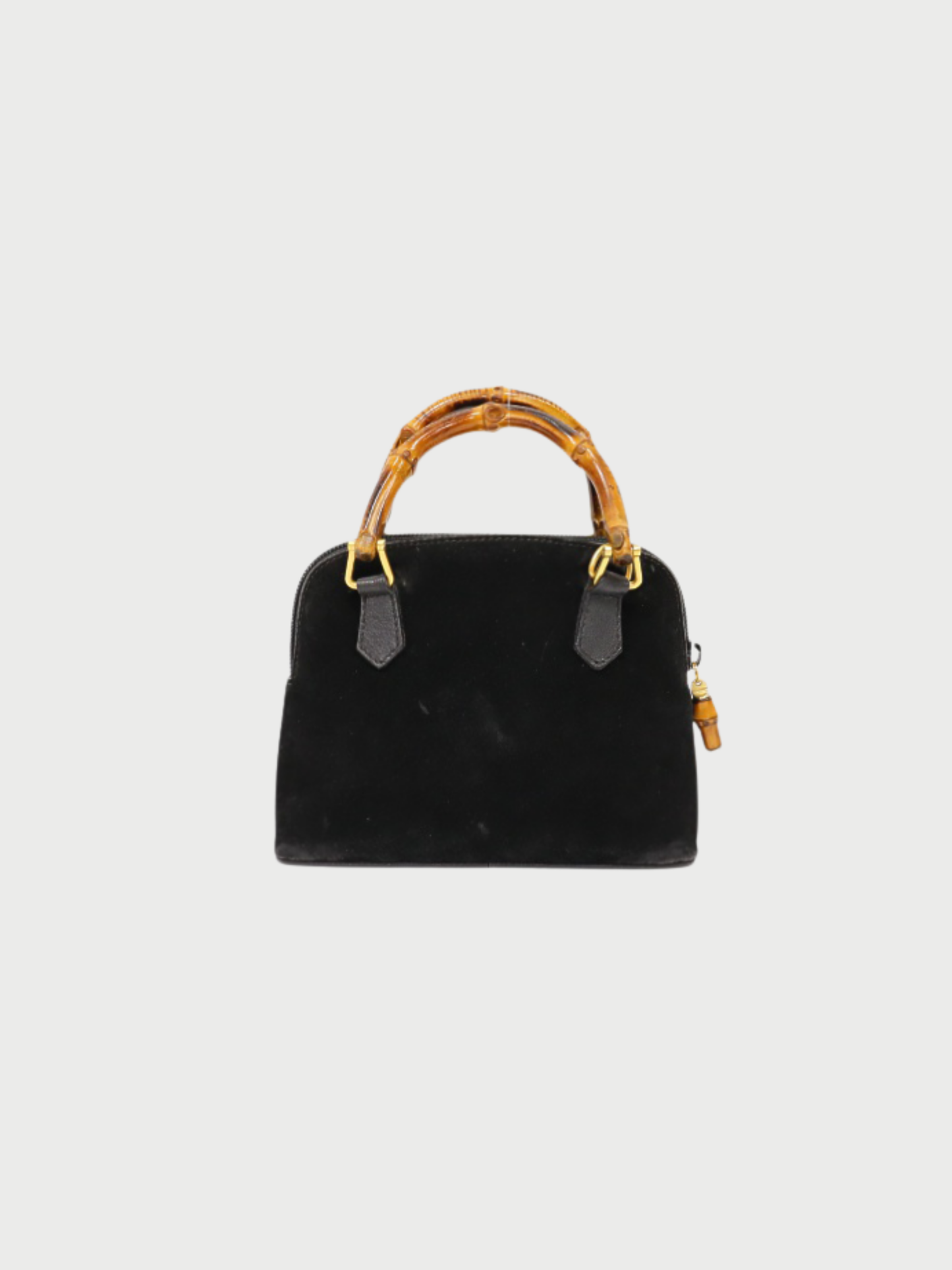 Gucci 2000s Black Suede Bamboo 2-Way Bag