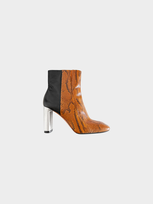 Celine Fall 2014 Brown Python and Black Leather Ankle Boots